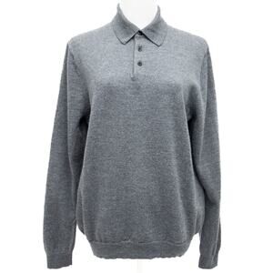 Harrison Davis Men's Gray 100% Extra Fine Merino Wool Sweater Size Large